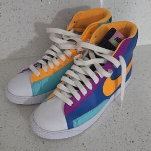 Nike Multicolor High-Top Sneakers with Orange and Blue Accents